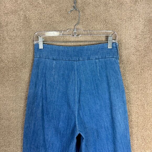 Free People Crop Jeans Womens 2 XS Mid Indigo High Rise Wide Leg Denim Pants - Picture 8 of 13